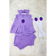 Adabebek Yeni Sezon Bandana ve Çorap Aksesuarlı Ribana Şortlu Takım