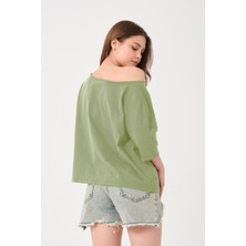 Owut Kadın Düşük Omuz Detaylı Oversize T-Shirt