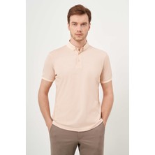 Morven  Erkek Somon Trend Merserize Düz Düğmeli Yaka Dynamic Fit T-Shirt