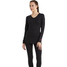 V Yaka Uzun Kol Siyah Unisex Thermal İçlik C7T5N2O1