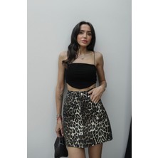Havoş Siyah Eva Askılı Crop Top