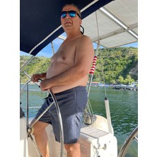 Miami Beach Erkek Büyük Beden Füme Hızlı Kuruyan Kumaş Tek Arka Cepli Standart Boy Mayo Deniz Şortu