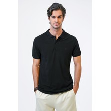 Back & Bond Siyah Slim Fit Pamuklu Polo Yaka Tişört