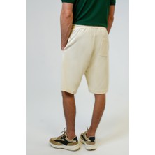 Back And Bond Bej Relaxed Fit Yan Cepli %100 Pamuk Beli Bağlamalı Şort
