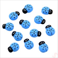 Süsle Bebek ve Parti Uğur Böceği Ahşap Sticker, 1,5cm x 1,2cm  x 15 Adet - Mavi