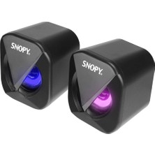 Snopy SN-83U LED Işıklı 2W*2 Siyah USB 2.0 Rgb Işıklı Gaming 1+1 Mini Speaker Hoparlör