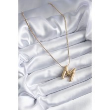 Clariss 316L Çelik Gold Renk Bubble "m" Harf Model Kadın Kolye