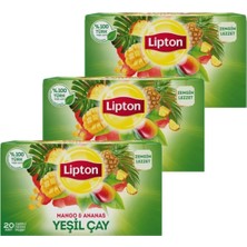 Lipton Mango & Ananas Yeşil Çay 20'li x 3 Adet Tropikal Aroma ile Ferahlatıcı İçecek