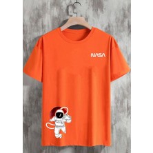 KİDS FACE Nasa Astronot Baskılı Pamuk Oversize Sokak Modası Erkek Çocuk T-Shırt