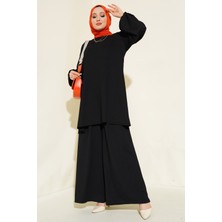 Bigdart Kadın Siyah Tunik Pantolon Alt Üst Takım %97 Polyester %3 Likra Rahat Kullanım 6663