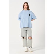 Owut Collection Owut Kadın Bisiklet Yaka Baskı Detaylı Oversize T-Shirt