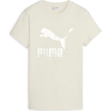 Puma Classics Shiny Logo Kadın Bej Günlük Stil T-Shirt 62559787