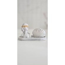 Laurel-Wood 3 Parça  Antik Kadın Figürü,deniz Kabuğu,oval Tabak Seti(Vernikli)