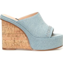 Nine West CORIN2 4FX Mavi Kadın Dolgu Topuk Terlik