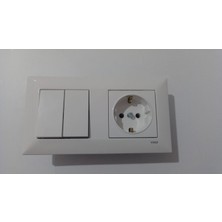 Viko Meridian Beyaz 2'li Set Komütatör (İkili Anahtar) + Topraklı Priz