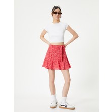 Koton Çiçekli Mini Etek Volanlı Kemer Detaylı