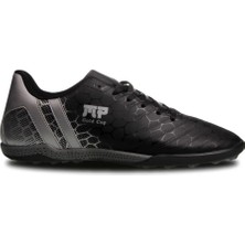 M.P. M.p  Bağcıklı Siyah-Gümüş Halı Saha Futbol Ayakkabısı 241-1356GR