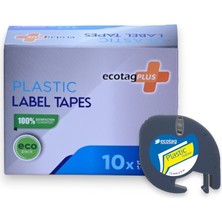 ecotagplus Dymo Letratag Plastik Şerit Etiket Sarı 12 mm x 4 mt - 10 Lu Paket