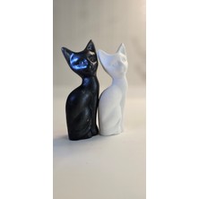 Laurel-Wood Laurel Wood 2'li Dekoratif Kedi Heykeli(Vernikli)