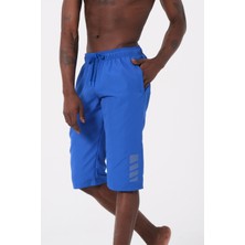 Miami Beach Saks Mavi Diz Altı Uzun Boy Basic Model Su Itici Özellikli Erkek Plaj Deniz Kapri Şort - DG341-SAKS