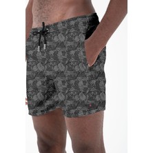 Miami Beach Su Itici Özellikli Dijital Baskılı Erkek Plaj Deniz Şort Mayo - 202-SIYAH