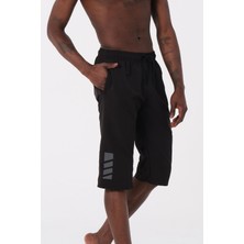 Miami Beach Siyah Diz Altı Uzun Boy Basic Model Su Itici Özellikli Erkek Plaj Deniz Kapri Şort - DG341-SIYAH