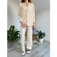 Begs Collection Krem Piliseli Alt Üst Takım