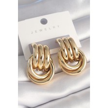 Callerrons Accessories  Pirinç Gold Renk Sarmal Model Kadın Küpe - EBJ240510W23837