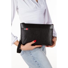 Newish Polo  Deri El Askılı Dosya Evrak Günlük Portföy & Clutch Çanta newpolo113 - Siyah