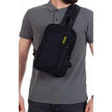 Newish Polo Erkek Kumaş Çapraz Göğüs ve Omuz Çantası newpolo158 - Siyah - Sarı