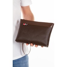 Newish Polo  Deri El Askılı Dosya Evrak Günlük Portföy & Clutch Çanta newpolo113 - Kahverengi