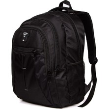 Newish Polo Erkek Siyah Dayanıklı Su Geçirmez Kumaş Fermuarlı Laptop Okul Spor ve Sırt Çantası (32X47CM) newpolo032 
