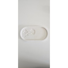 Laurel-Wood Beton Rengarenk Makaron ve Oval Sunum Tepsisi(Çiçek Desenli Özel Model)