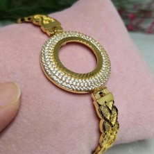 Rahshine Altın Kaplama Çeyrek Altın Uyumlu Içi Boş Zirkon Taşlı Bileklik | Kuyumcu Model