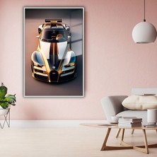 Gaagart Metal Çerçeveli Temperli Cam Tablo Lüx Parlak Spor Araba