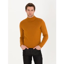 Cacharel Erkek Tarçın Slim Fit Pamuk Karışımlı Yarım Balıkçı Basic Triko Kazak 50257392-VR191