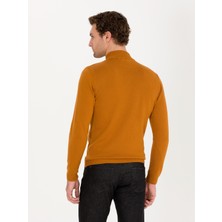 Cacharel Erkek Tarçın Slim Fit Pamuk Karışımlı Yarım Balıkçı Basic Triko Kazak 50257392-VR191