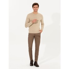 Cacharel Erkek Kahverengi Slim Fit Kanvas Pantolon 50258499-VR029