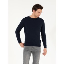 Cacharel Erkek Lacivert Slim Fit Pamuk Karışımlı Bisiklet Yaka Basic Triko Kazak 50257379-VR033