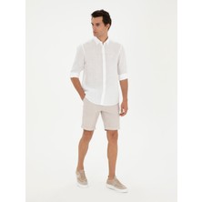 Cacharel Erkek Beyaz Regular Fit Beli Bağcıklı Şort 50289150-VR011