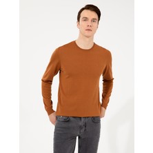 Cacharel Erkek Tarçın Slim Fit Bisiklet Yaka Basic Triko Kazak 50257398-VR191