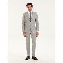 Cacharel Erkek Açık Gri Slim Fit Kareli Takım Elbise 50287888-VR001
