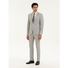 Cacharel Erkek Açık Gri Slim Fit Kareli Takım Elbise 50287888-VR001