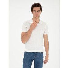 Cacharel Erkek Beyaz Slim Fit Polo Yaka Triko T-Shirt 50285361-VR013