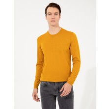 Cacharel Erkek Sarı Slim Fit Bisiklet Yaka Basic Triko Kazak 50257398-VR044
