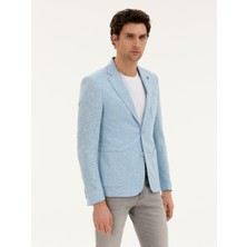 Cacharel Erkek Açık Mavi Slim Fit Yün İpek Karışımlı Ceket 50284564-VR003
