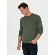 Cacharel Erkek Haki Slim Fit Bisiklet Yaka Triko Kazak 50270174-VR027