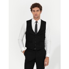 Cacharel Erkek Siyah Slim Fit Yün Karışımlı Yelek 50260062-VR046