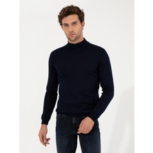 Cacharel Erkek Lacivert Slim Fit Yarım Balıkçı Basic Triko Kazak 50257711-VR033