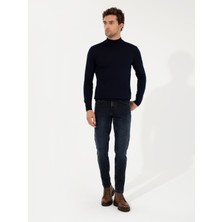 Cacharel Erkek Lacivert Slim Fit Yarım Balıkçı Basic Triko Kazak 50257711-VR033